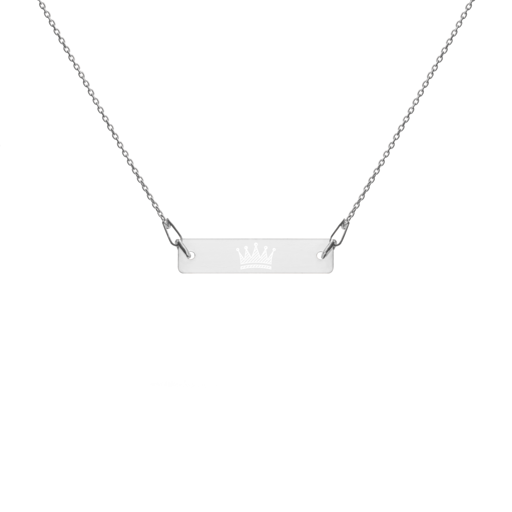Engraved EMOJI Bar Chain Necklace- crown