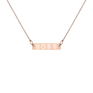 Engraved EMOJI Bar Chain Necklace- BO$$