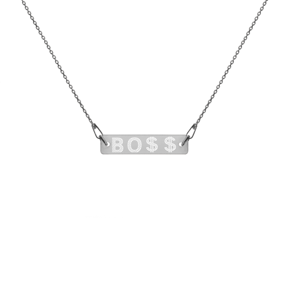 Engraved EMOJI Bar Chain Necklace- BO$$