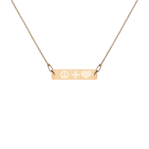 Engraved EMOJI Bar Chain Necklace- peace + love