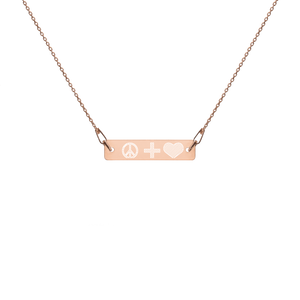 Engraved EMOJI Bar Chain Necklace- peace + love