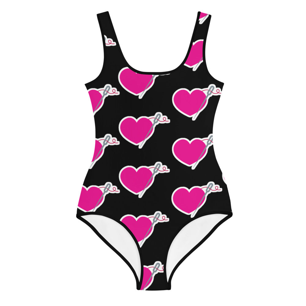 HEART AND NEEDLE YOUTH SWIMSUIT (BLACK)