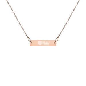 Engraved EMOJI Bar Chain Necklace- heart and crown