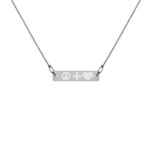 Engraved EMOJI Bar Chain Necklace- peace + love
