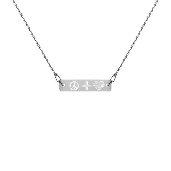 Engraved EMOJI Bar Chain Necklace- peace + love