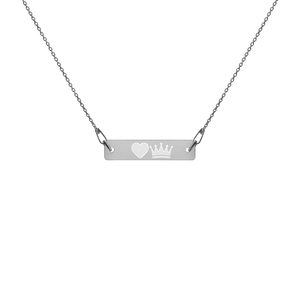 Engraved EMOJI Bar Chain Necklace- heart and crown