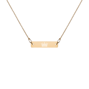 Engraved EMOJI Bar Chain Necklace- crown