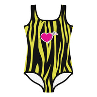 HEART AND NEEDLE ZEBRA LITTLE GIRLS SWIMSUIT