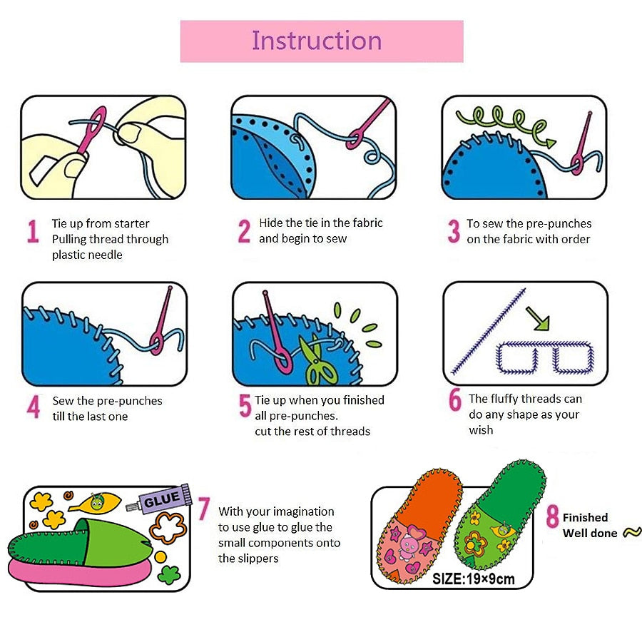 DIY Cute Peep-toe Slipper Sewing Kit