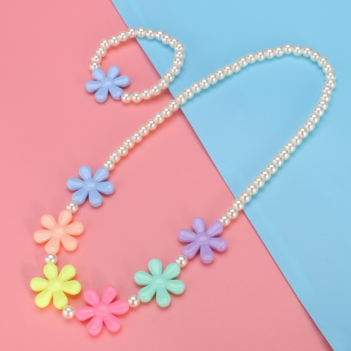 Girls Beaded Flower Necklace & Bracelet