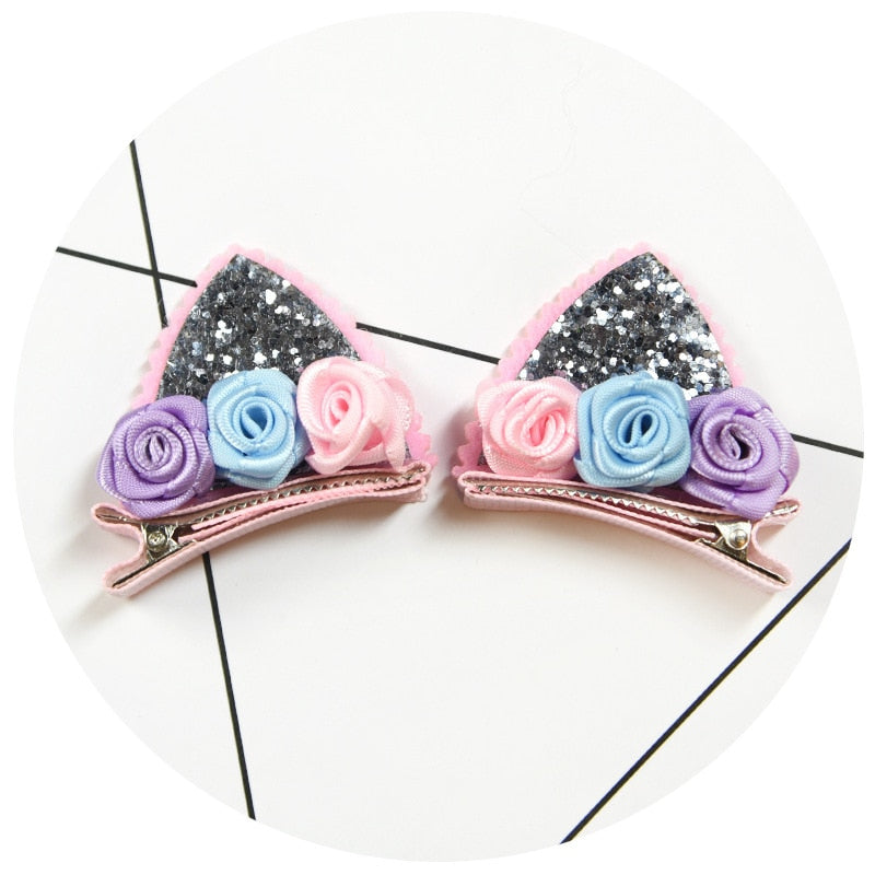 2pcs Felt Fabric Unicorn Ears Hair Clips For Girls