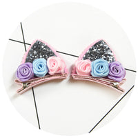 2pcs Felt Fabric Unicorn Ears Hair Clips For Girls